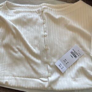 Wide Rib Button Through Slash Top